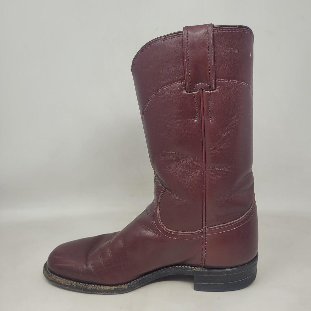 VTG Justin Boots 5B Burgundy Red Leather Western Roper Cowgirl Rodeo USA L3068 - Picture 11 of 13